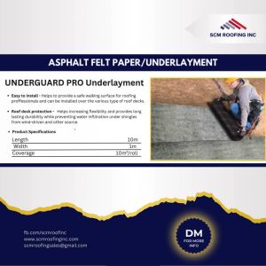 Roof Asphalt Felt Paper Underlayment Felt Asphalt Saturated UnderGuard Pro Asphalt Felt Roofing - SIZES 3 Variants