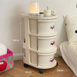 ชั้นวางของข้างเตียงแบบเคลื่อนที่ความจุขนาดใหญ่ ชั้นวางของสำหรับห้องนอน ชั้นวางของสำหรับใส่ของเล่น ของกิน ของใช้ในบ้าน