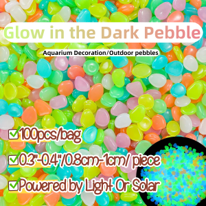 100pcs Luminous Glow in the Dark Mix Color Garden Terrace Lawn Pebbles Sidewalk Fish Tank Aquariums Decoration