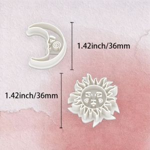 2Pcs Sun & Moon PolymerClay Cutting Tools Celestial Molds for Handmade Pendants & Crafts DIY Earrings & Jewelry