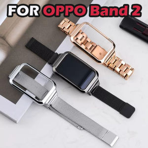 Dây đeo kim loại cho OPPO Band 2 Dây đeo dây đeo cổ tay bằng kim loại bằng thép không gỉ Oppo dây đeo Bạc Hoa Hồng Đen Vàng dây đeo tay thay thế mới [Hàng sẵn có]