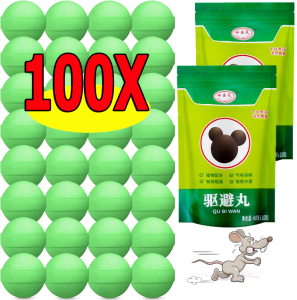 100Pcs Powerful Pests Rat Repellent Pills / Quick and Effective Non-toxic Mouse Rodent Balls / Powerful Non-toxic Mothballs / Mouse Repeller Balls for Home Garden