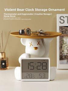 FONDOLO | Creative Violent Bear Clock Thermometer Key Storage Decor