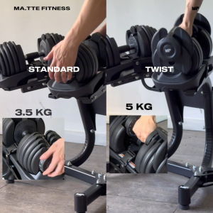 24KG Adjustable Dumbbell (PER PIECE) | 15 Weight Levels | 2.5-24KG (5.5-52.5LBS) | Rubber-Coated Steel Plates | Adjustable Weights for Home Gym Strength Training Muscle Building & Weight Lifting