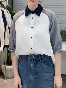 QINGNAER | Elegant French Casual Women Shirt 3/4 Sleeve