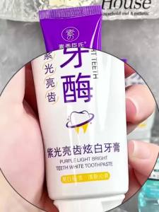 Purple Light Color Repair Beautiful Tooth Enzyme Toothpaste Whitening Tooth Paste Remove Yellow Stains Smoke Teeth Bad Breath Fresh Breath Brightening White Teeth