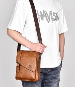 WEIXIER Men Crossbody Bag Shoulder Bags Vintage Men Handbags Large Capacity PU Leather Bag