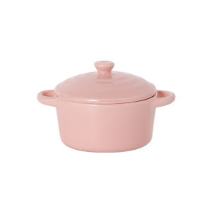 JUSTINLAU | Kitchen Double Ear Bowl Ceramic Glazed Baking Bowl with Lid Home Breakfast Steamed Egg Pudding Bowl Soup Bowls Microwave Oven