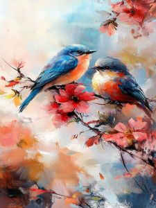 DIY ภาพวาดสีน้ำมันดิจิตอลนกที่มีสีสันวาดด้วยมือผู้ใหญ่ของขวัญเหมาะสำหรับของขวัญวันเกิดตกแต่งผนังบ้าน