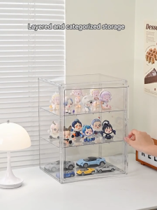 Acrylic Display Case Stackable Magnetic Transparent Storage BoxStackable Magnetic Dustproof Box Collections for Action Figures Transparent Stackable Magnetic Storage Organizer