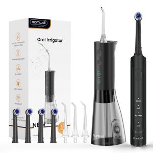 Mornwell | Brush & Floss Power Toothbrush & Water Flosser 4 Toothbrush Heads & 3 Jet Tips Whiter Teeth & Healthier Gums for Home Use