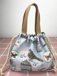 Original Canvas Drawstring Lunch Box Bag Cute Bento Bag Handbag New Product Korean Style Storage Bag for Students in China