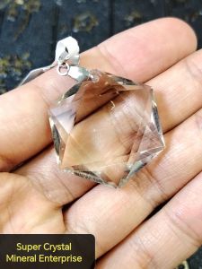 Natural High Grade Brazil White Clear Quartz Crystal David Star Pendant DSQ06