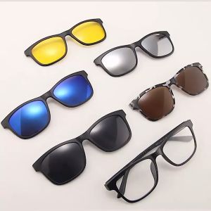 [TẶNG KEM TÚI DA ĐỰNG KÍNH THỜI TRANG] BỘ KÍNH THỂ THAO 5IN1 HÍT NAM CHÂM 2202A