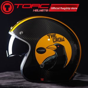 TORC | Carbon Fiber Retro Motorcycle Half Helmet Extra-Light Large Size