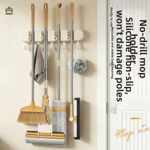 Hole-free Wall Mounted Hanger for Brooms and Mops