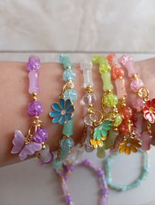 Gelang wanita manik-manik bambu aksesoris fashion