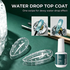 Nailpo HEMA/TPO Free Water Drop Top Coat No Wipe Self Leveling 5 Second Cure Long Wear 15ml Perfect for 3D Effect Quality 1/2pc