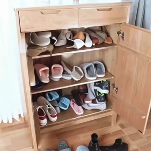 ❣️E2U0704❣️กล่องใส่รองเท้ามีช่อง แบบผ้า Pvc พับเก็บได้