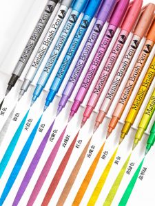 Metal Marker Gold and Silver Color Signature Pen Greeting Card DIY Album Invitation Pen Highlight Paint Fixer Soft Head Calligraphy Pen