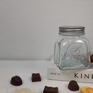 ขวดโหล ขวดแก้ว ก้นสี่เหลี่ยม ปากกลม ความจุ 300 - 500 ml. ขวดโหลแก้วสวยๆ ฝาปิดสนิท