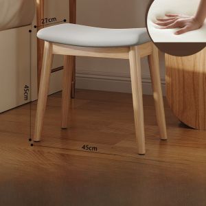 Nordic Style Wooden Saddle Stool Modern Simplicity Soft Padded Makeup Bench Home Bedroom Desk Chair High Stool Artistic Design