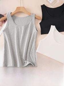 miiow | Womens Summer Cotton Vest Comfortable Plus Size Wide Shoulder Slimming Inner Wear Tank Top Versatile Covering Side Breast