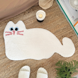 VIKAMA Cartoon Black And White Cat Shaped Floor Mat Bathroom Anti Slip Carpet Bedroom Cartoon Floor Mat Home Decoration