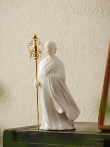 New Chinese Style White Porcelain Buddha Statue Creative Home Decoration Living Room TV Cabinet Wine Cabinet Ornaments