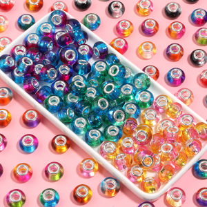 20pcs Gradient Color Resin Beads 14mm Large Hole Loose Round Bead for Jewelry Making DIY Bracelet Necklace Handmade Findings