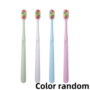 Four-color adult toothbrush individually packaged soft and dense bristles to reduce gums