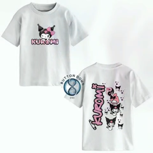 BUTTON DOWN / VIRAL Kaos anak distro kombinasi motif DB KUROMI / pendek LAKI" dan PEREMPUAN/COTTON COMBED PREMIUM