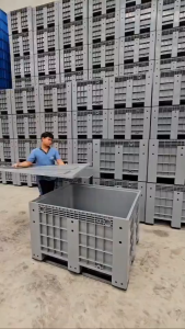 ลังพาเลท รุ่น KK-777 มีฝาปิด (ขนาด100x120x79 cm)บรรจุ 615ลิตร ลังใส่ของ ลังอุตสาหกรรม ลังทึบพลาสติกขนาดใหญ่ สินค้าผลิตจากไทย พร้อมส่ง