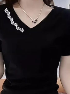 QIAOXIZI | Áo Thun V-Neck Lace Rộng Rãi cho Mẹ