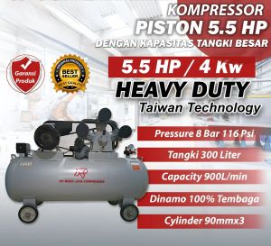 KOMPRESSOR PISTON ANGIN 5.5 HP Heavy Duty DENGAN KAPASITAS TANGKI BESAR