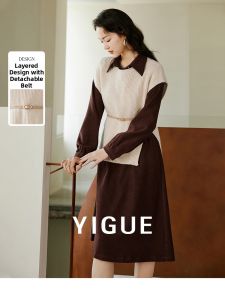 Yigue | Warm Fashionable Two-piece Set Knit Dress Women