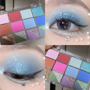 Korean Style Cheap Play Color Light Shadow Eye Shadow Plate 16 Color Matte Shimmer Eye Shadow Blue Pink Purple Macaron Female