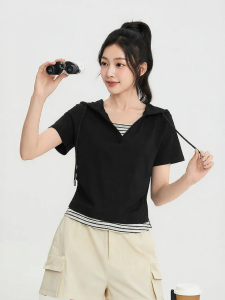 SANFU | Womens Casual T-Shirt Frill Waist