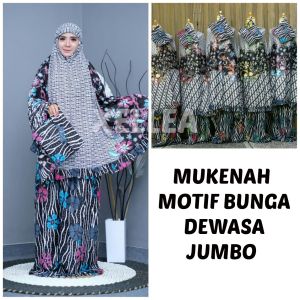 Mukena Dewasa Jumbo Murah Adem Dingin Lembut Bahan Rayon Mukena Lebaran Motif Bunga Fashion Muslim Kekinian - XELLEA