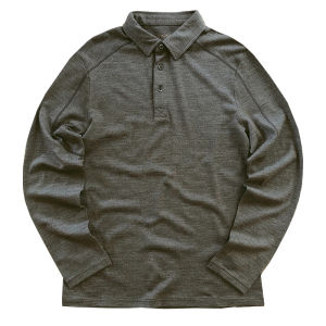 Mens Thickened Merino Wool Long Sleeve Polo Shirt Outdoor Casual Wear Business Quick Dry Clothes City Outdoor T-Shirt