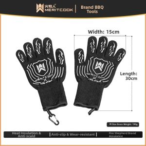 BAOLUOYOUXUAN | Thick Long Heatproof Flame Resistant Slip Resistant Oven Gloves