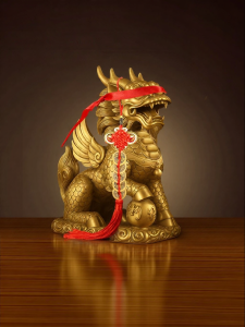 BINYUE | Decorative Pair Brass Kylin Statue