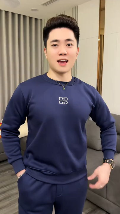 Bộ Quần Áo Nam Thu Đông Thêu Logo Ngực Bộ Nỉ Nam Chất Nỉ Bông Dày Ấm Áp ...