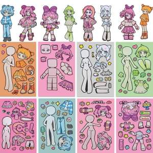 Set 8 sticker phối trang phục các nhân vật giúp bé sáng tạo