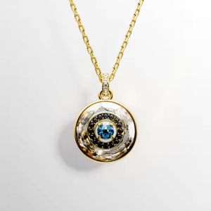 💖Swarovski💖(New)Symbolica Evil eye round cut colored gemstone pendant necklace S925 sterling silver womens fashion necklace hypoallergenic non-allergenic Valentines Day gift birthday gift for girlfriend bestie