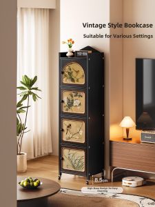 MR ART | Corner Storage Bookcase Living Room Steel Mid Century Style