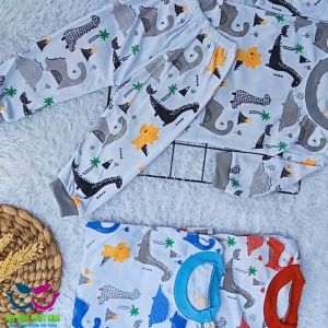 3 Setel Bahan Premium Setelan Baju Panjang Bayi Motif Rekomendasi Usia New Born - 6 Bulan