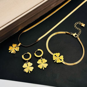 Thời Trang Vòng Cổ Bốn Lá Bằng Thép Titan Trang Sức Chuỗi Xương Đòn Thời Trang Sang Trọng Nữ Hợp Kim Nhúng Hoa Văn Hình Học