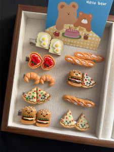 Quirky Food Themed Hair Clips Bread Pizza Burger Duckbill Side Bangs Hair Clips Simulated Fast Food Hair Accessories