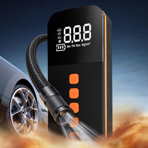 4 IN 1 Electric Air Inflator BUY 1 TAKE 1 Portable Air Compressor 80W Large Motor Tire Inflator Emergency charging Power bank LED Lamp lighting Tire Pressure Detection Rechargeable Universal for Car Motorcycles Bicycles Balls